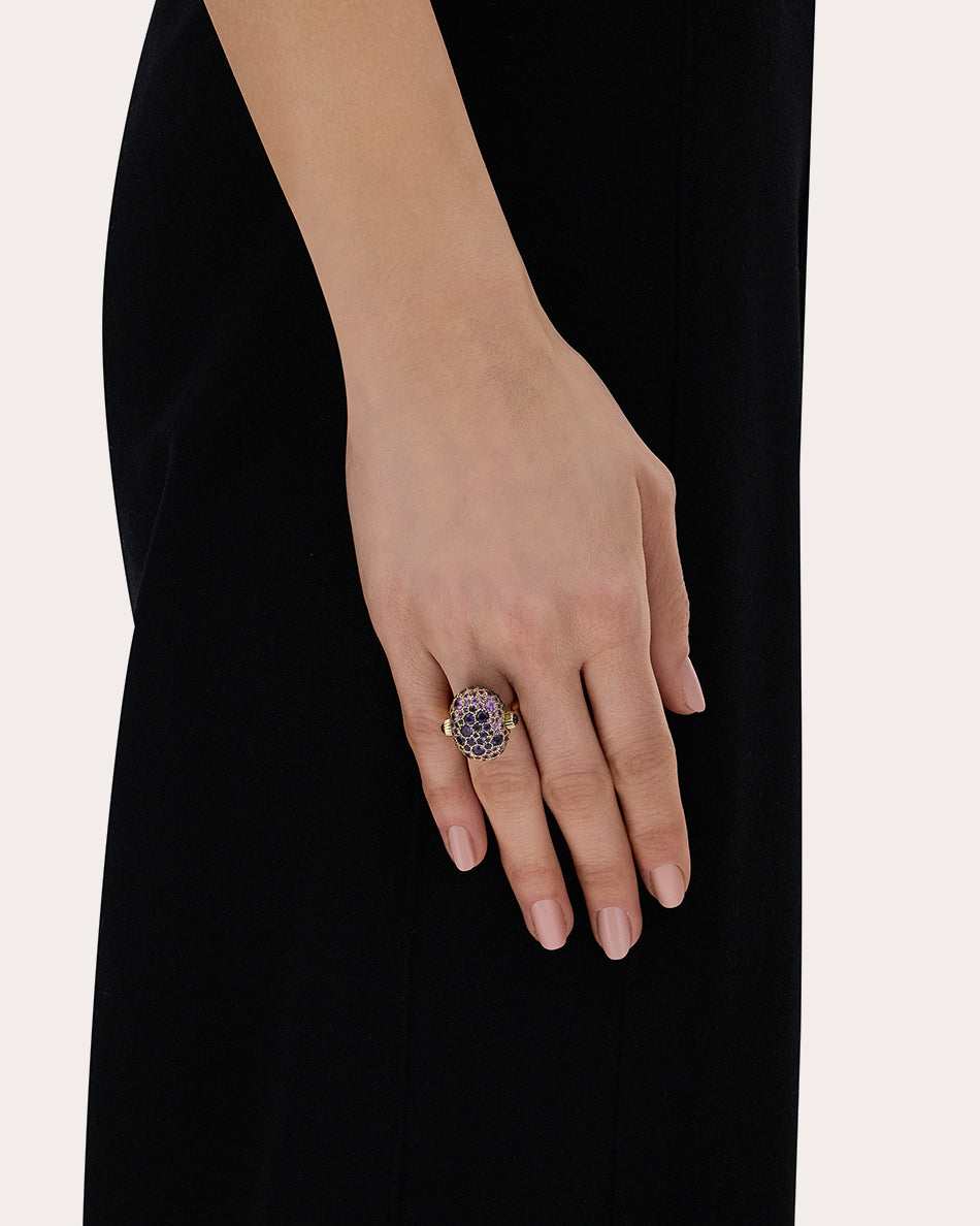 Labradorite & Amethyst 18k Gold Reversible Ring