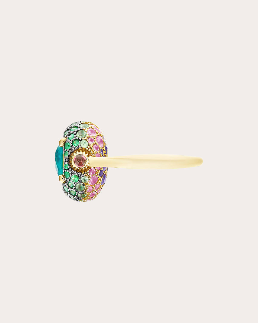 Labradorite & Amethyst 18k Gold Reversible Ring