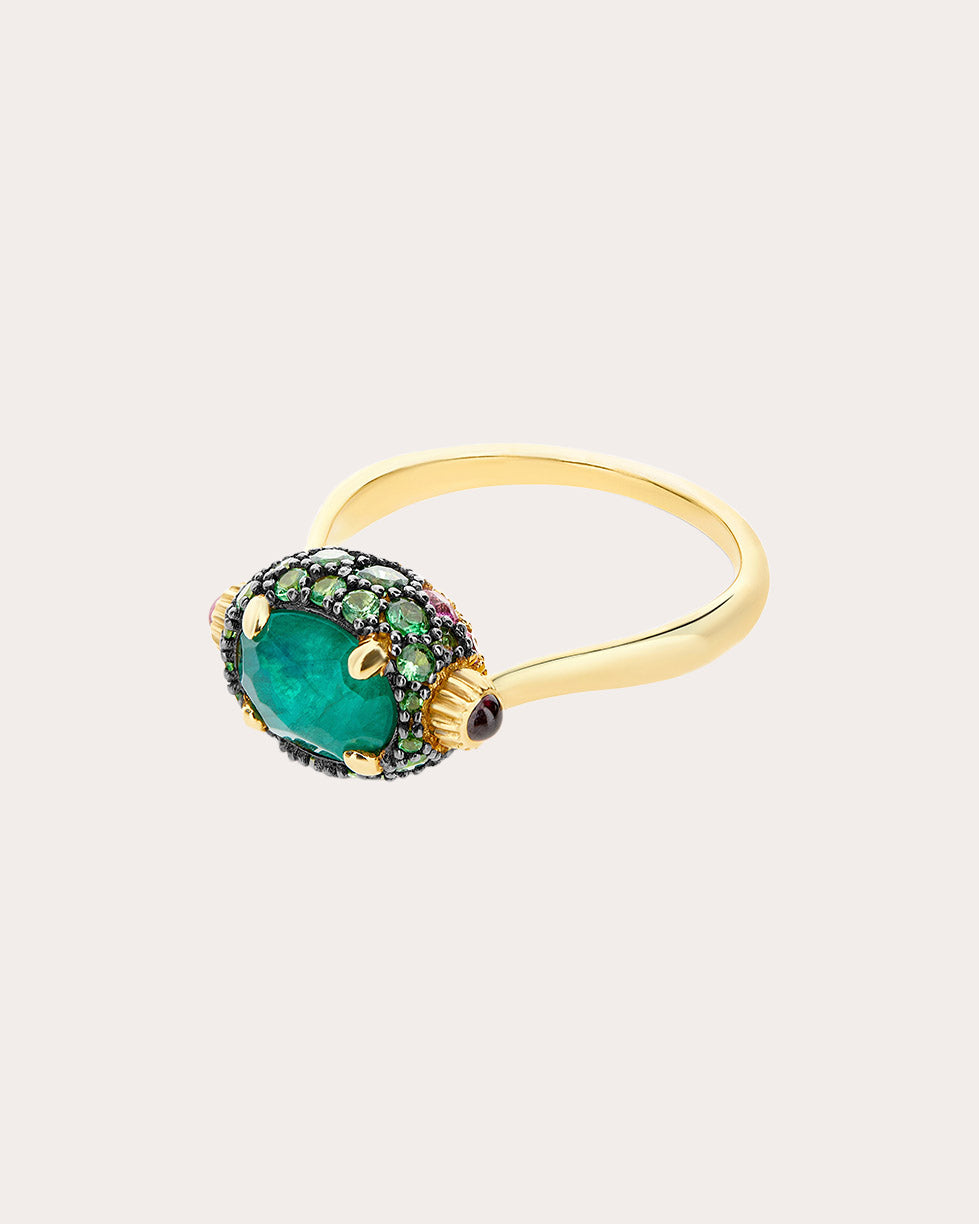 Labradorite & Amethyst 18k Gold Reversible Ring