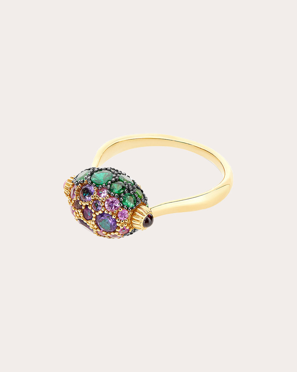 Labradorite & Amethyst 18k Gold Reversible Ring