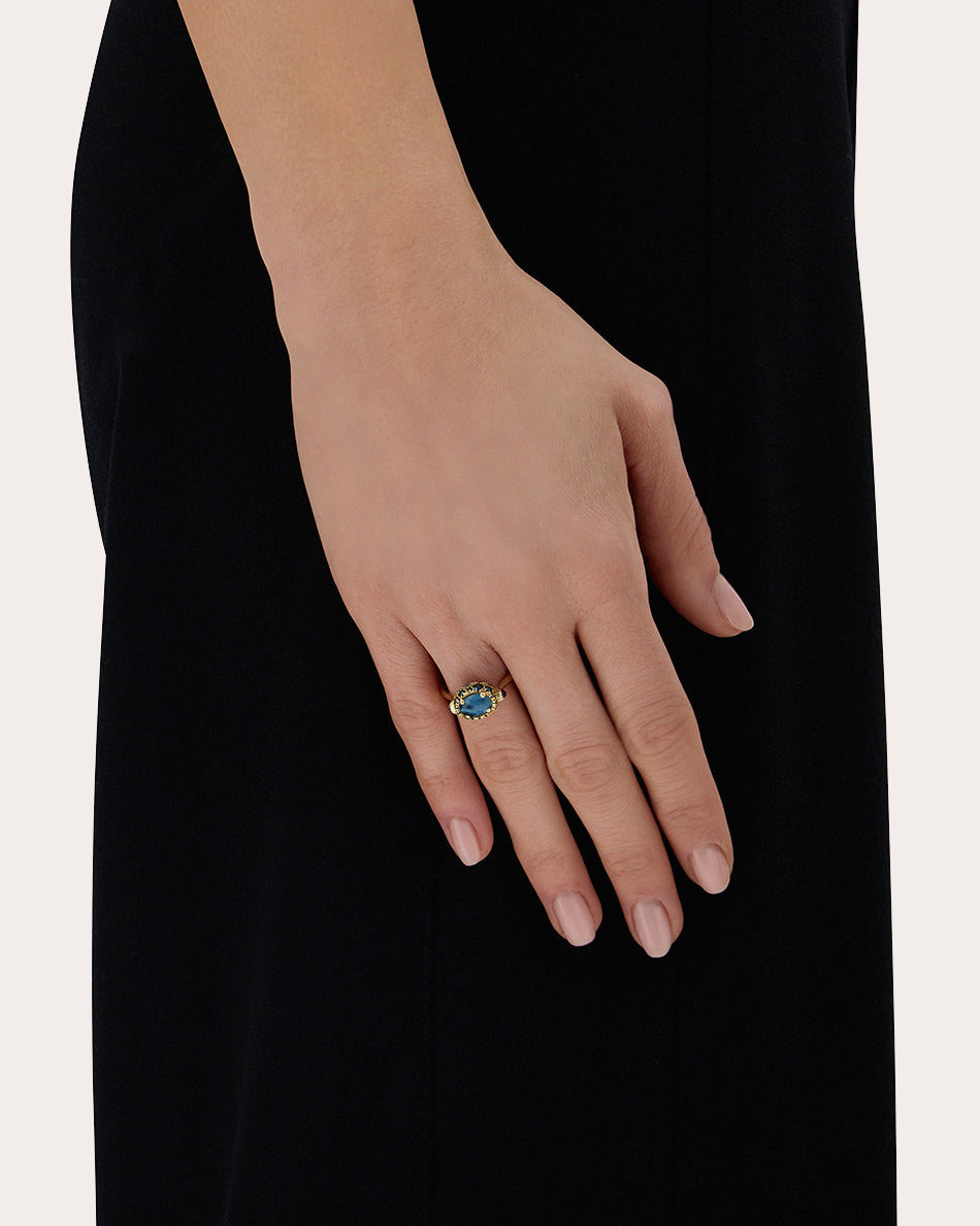 Sapphire & Blue Topaz 18k Gold Reversible Ring