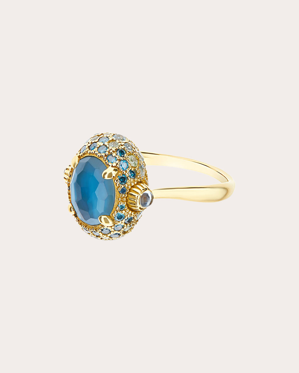 Green Sapphire & Blue Topaz 18k Gold Reversible Ring