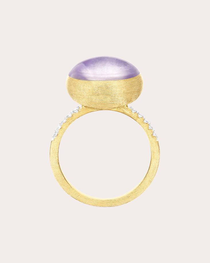 Diamond & Lepidolite 18k Gold Medium Violetta Ring