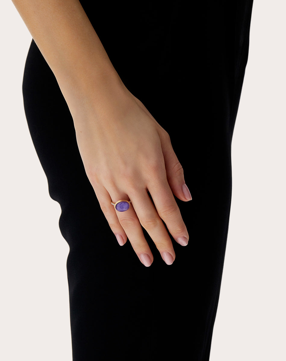 Diamond & Lepidolite 18k Gold Medium Violetta Ring