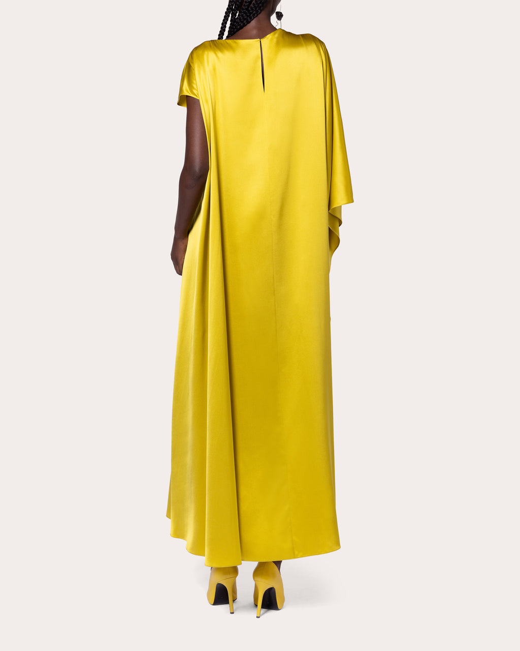 Hiba Silk Asymmetric Cape Midi Dress
