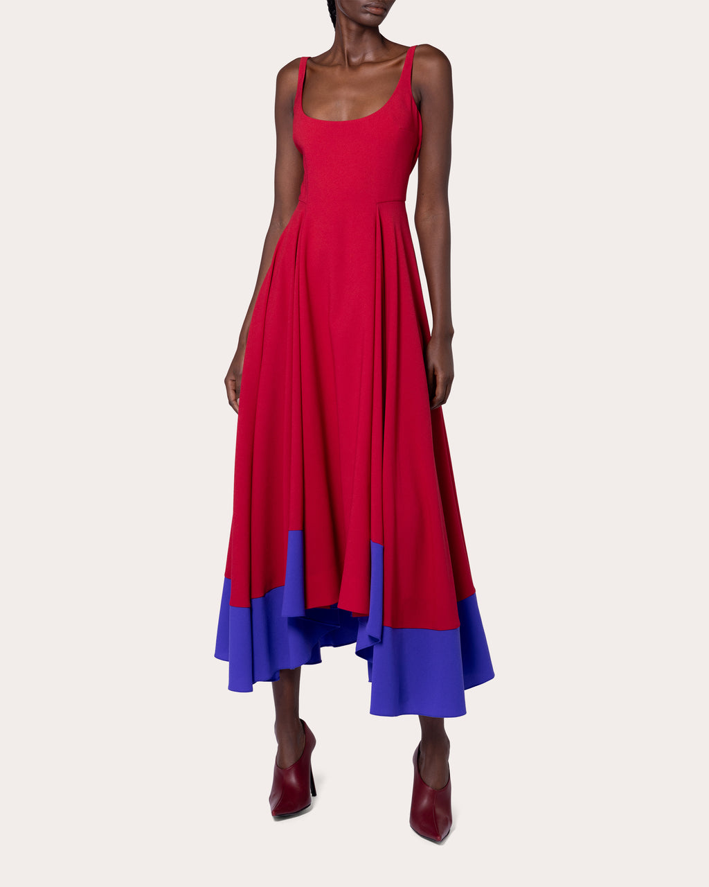 Awn Pleated Crepe Midi Dress