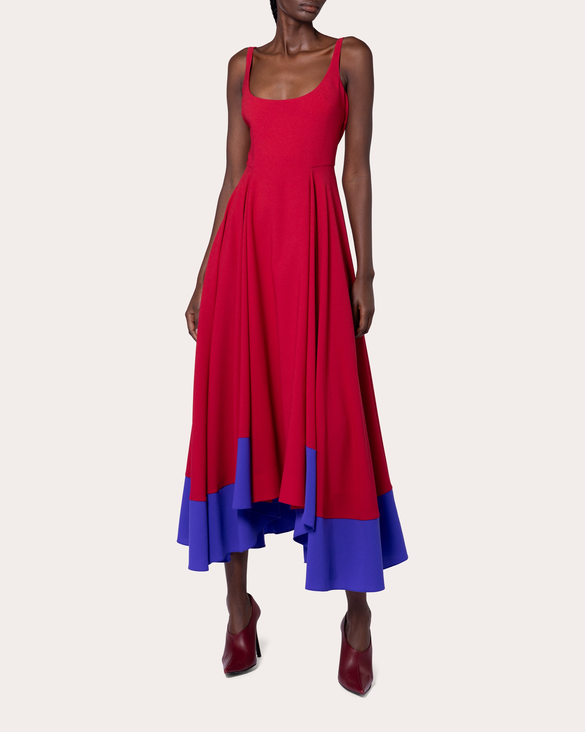 Awn Pleated Crepe Midi Dress