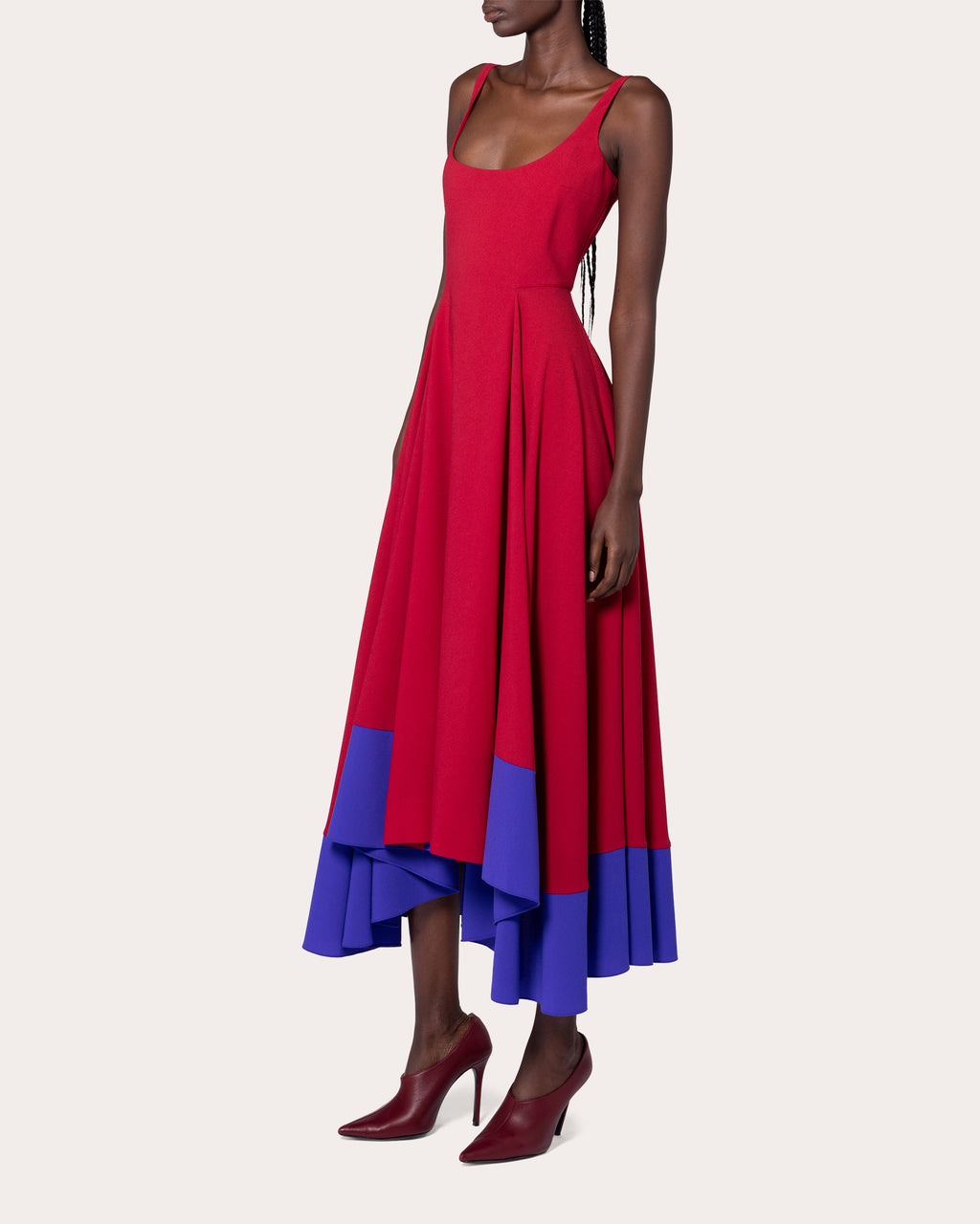 Awn Pleated Crepe Midi Dress