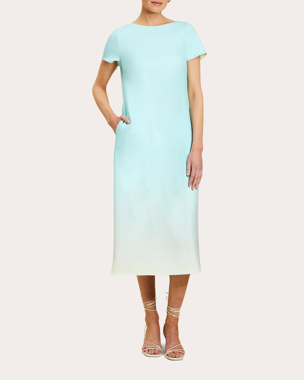 Adria Reversible Crepe Column Midi Dress