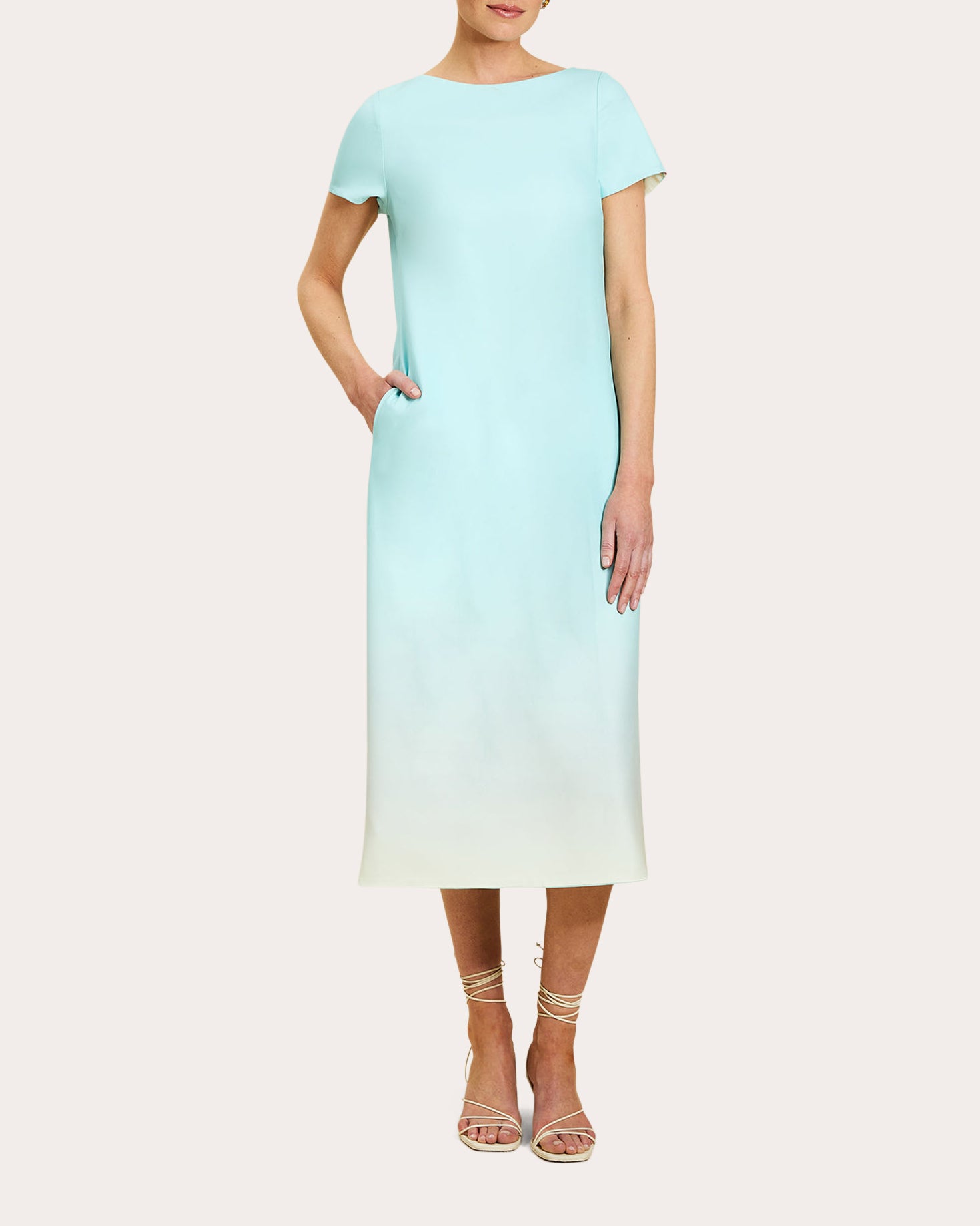 Adria Reversible Crepe Column Midi Dress