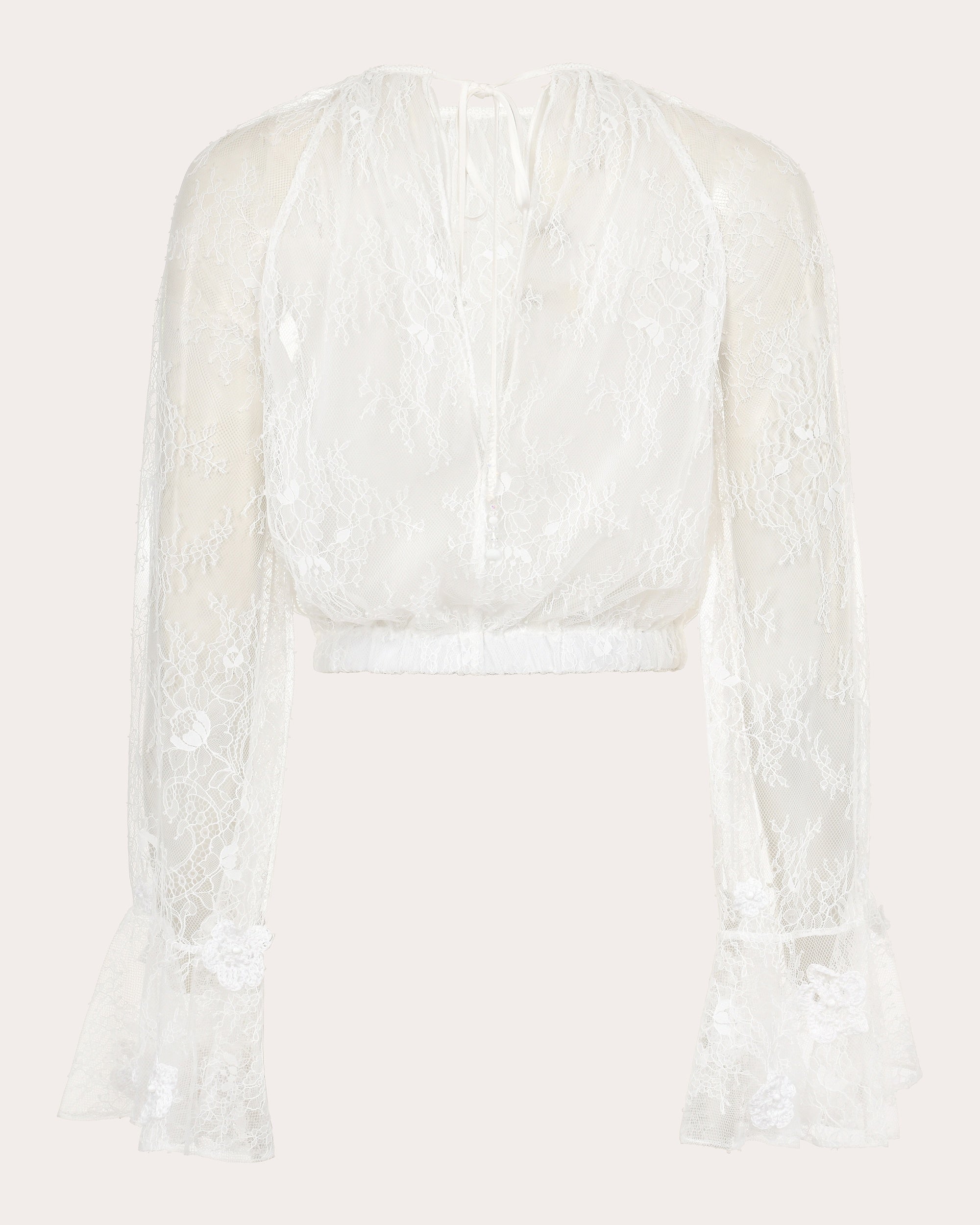 Alba Floral Appliqué Lace Blouson Blouse