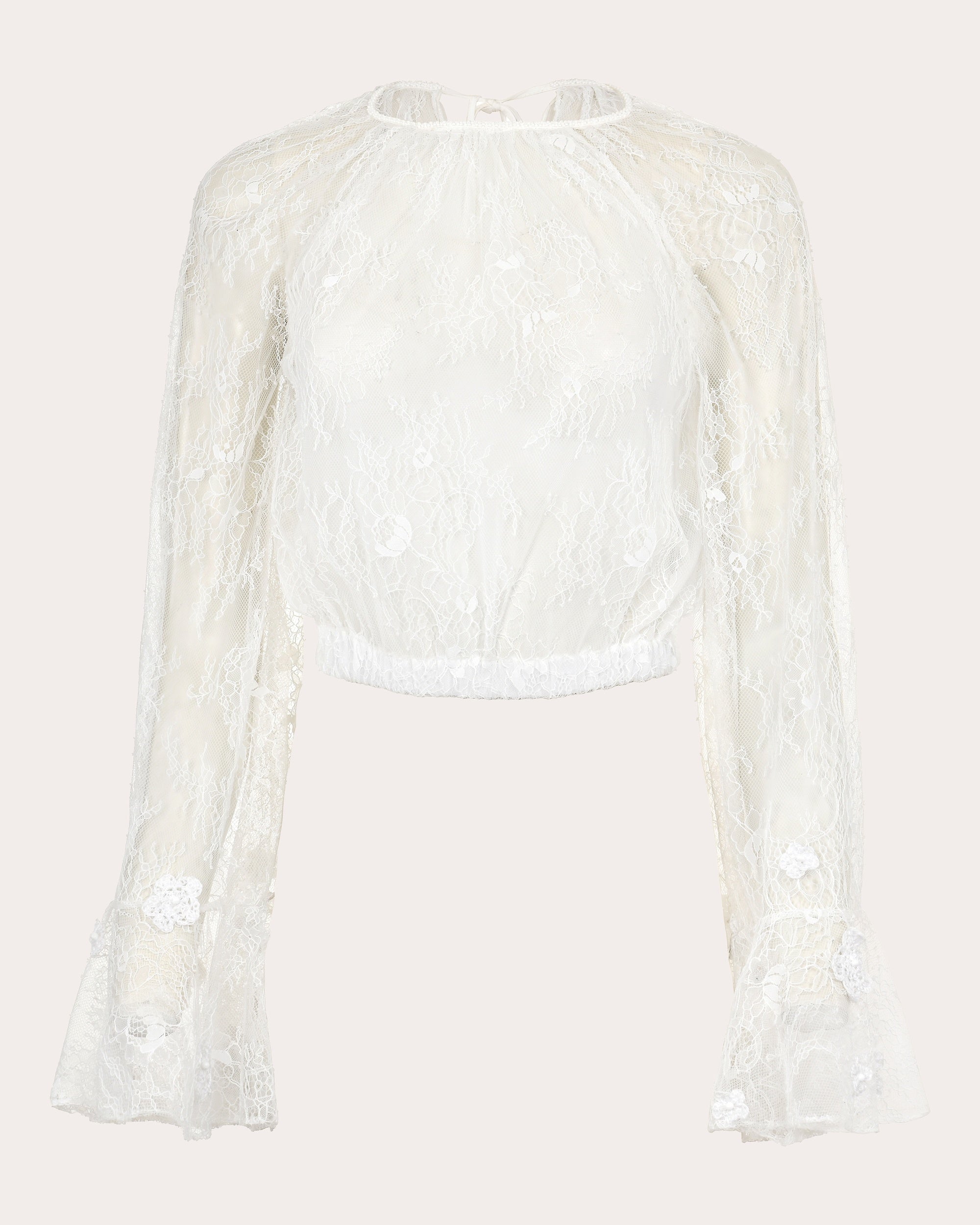 Alba Floral Appliqué Lace Blouson Blouse