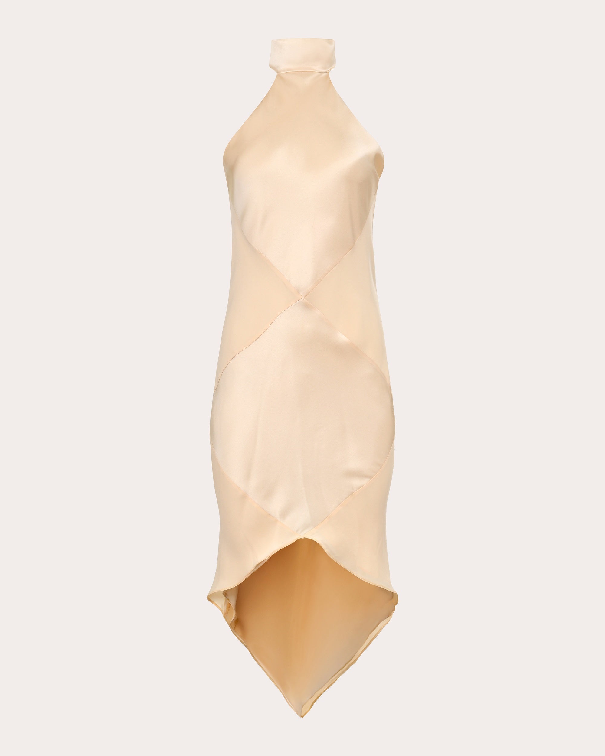 Alma Silk Bias High-Low Halter Dress