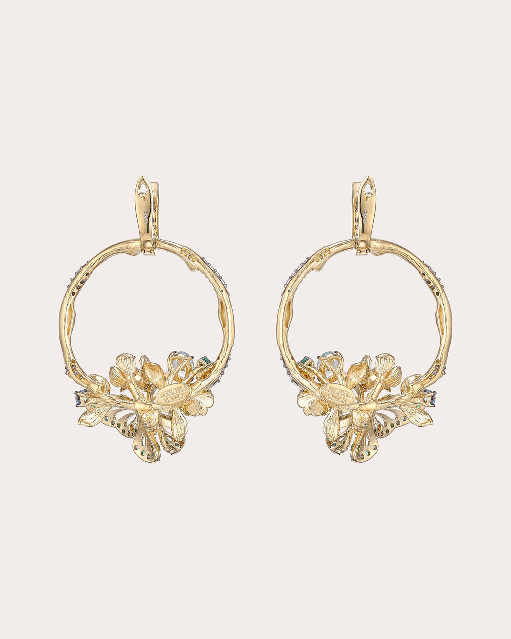 Diamond Aqua Orchard Hoop Earrings