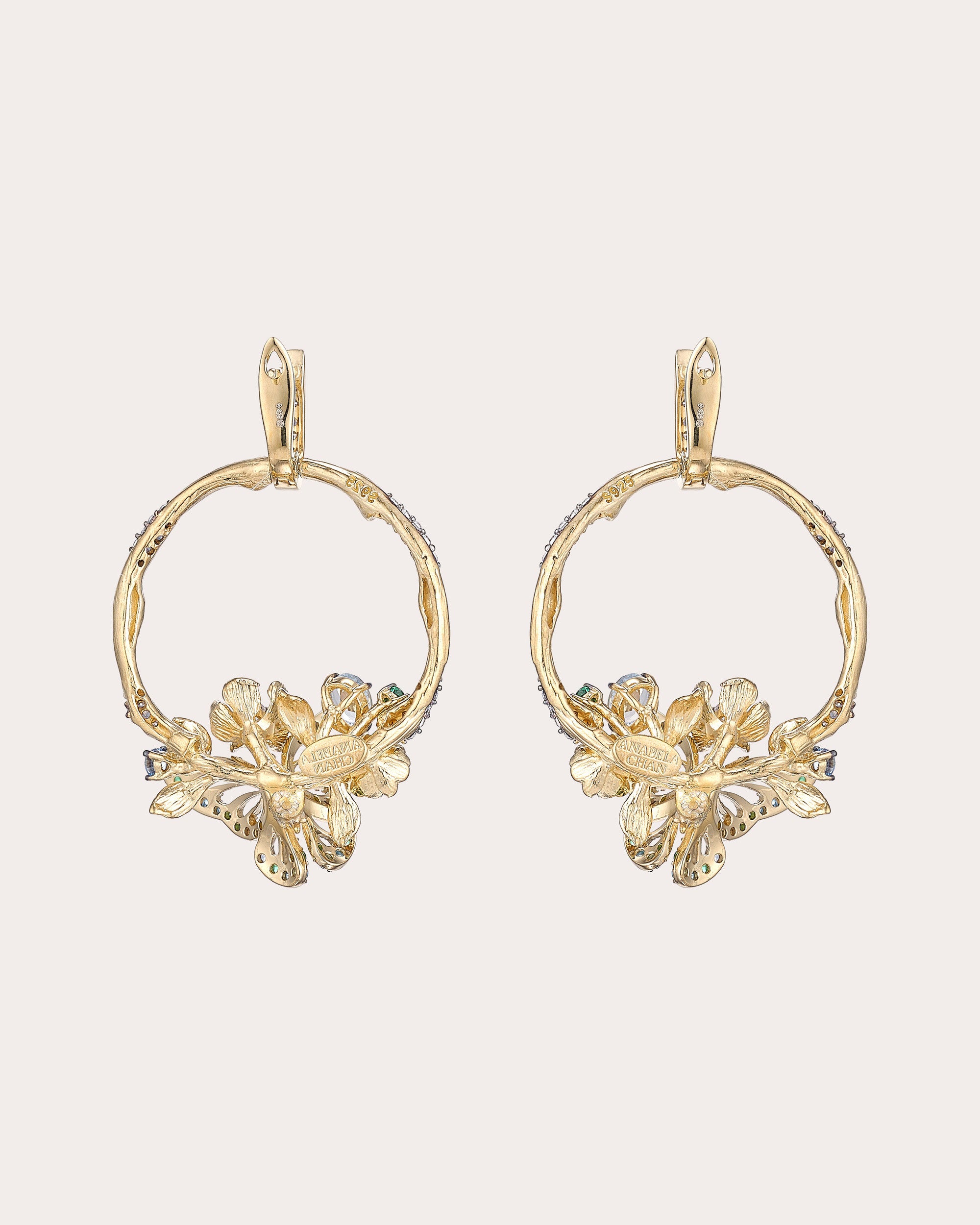Diamond Aqua Orchard Hoop Earrings