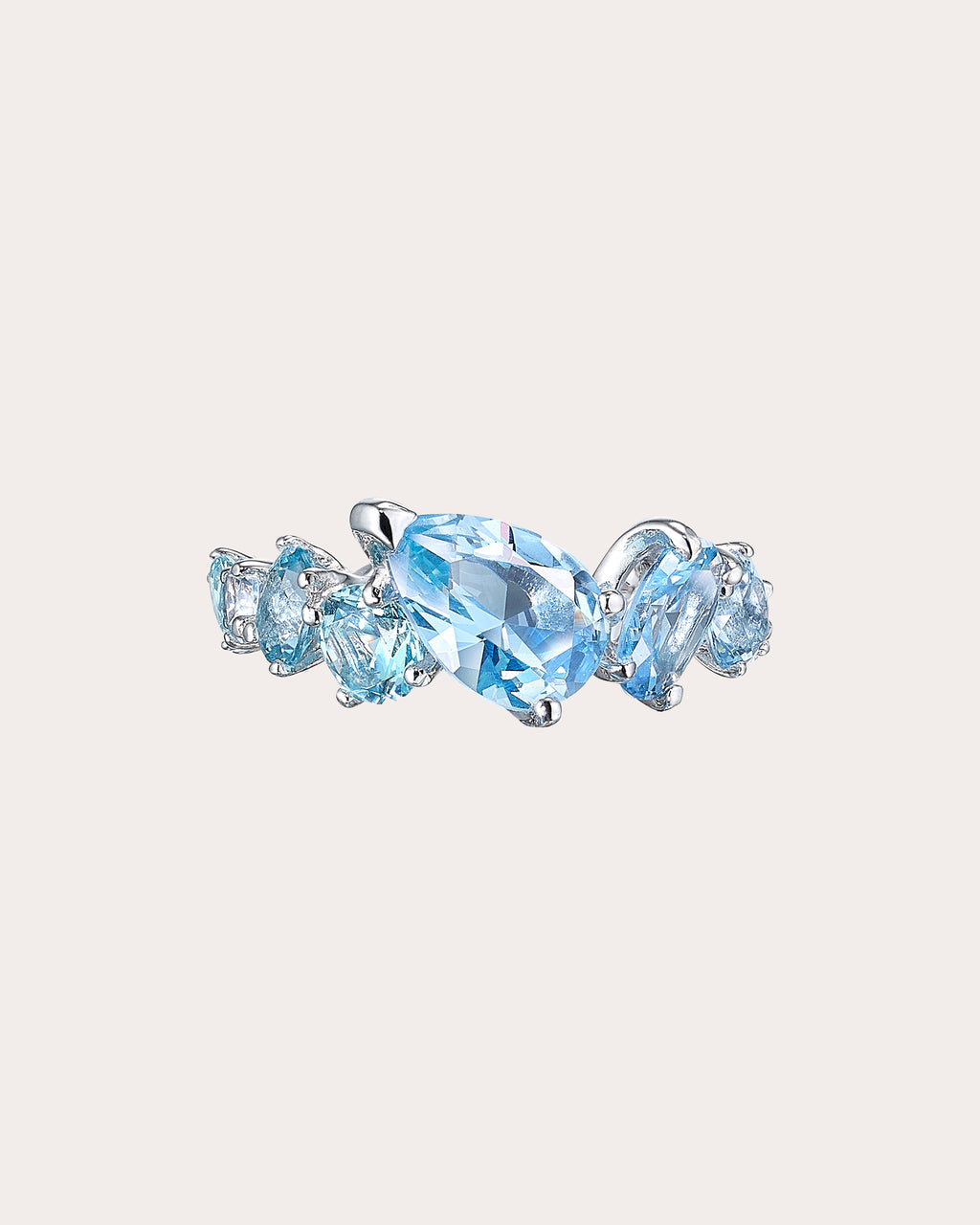 Baby Blue Aquamarine Nova Starburst Ring