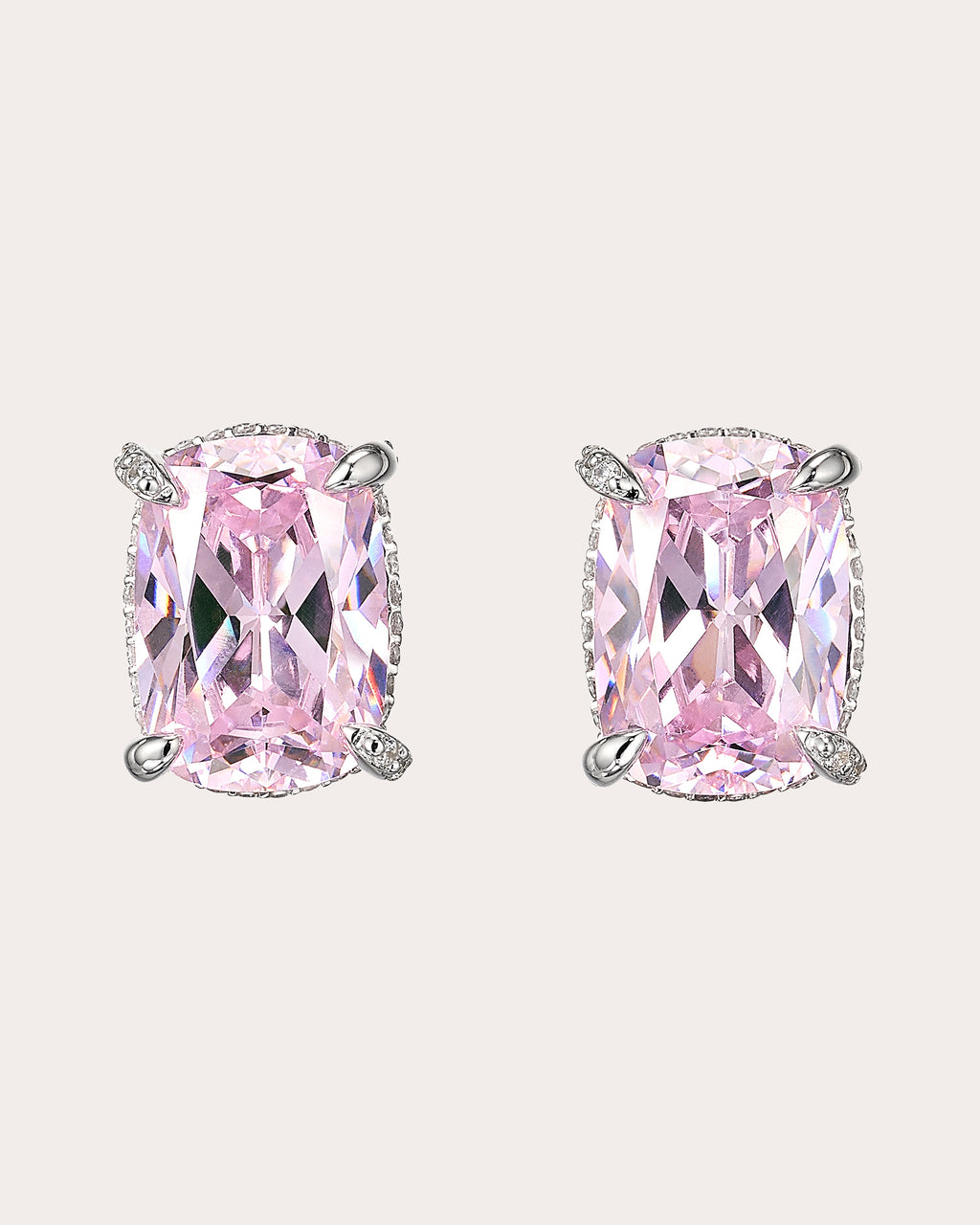 White & Pink Diamond Wing Stud Earrings