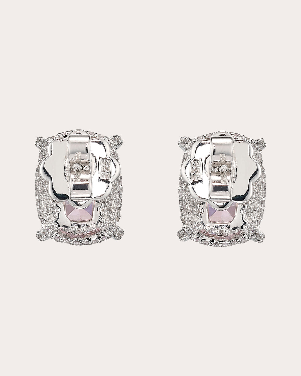 White & Pink Diamond Wing Stud Earrings
