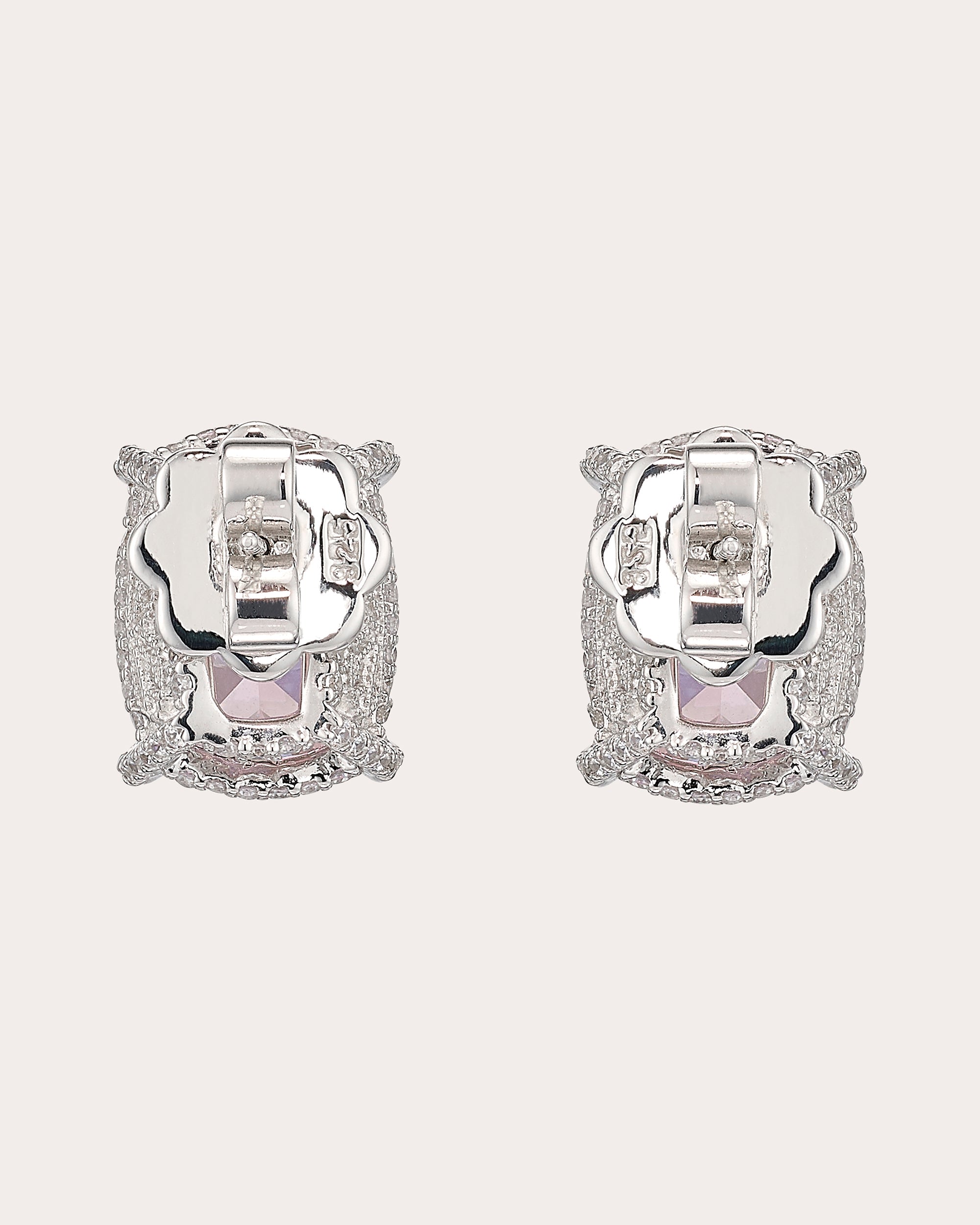 White & Pink Diamond Wing Stud Earrings
