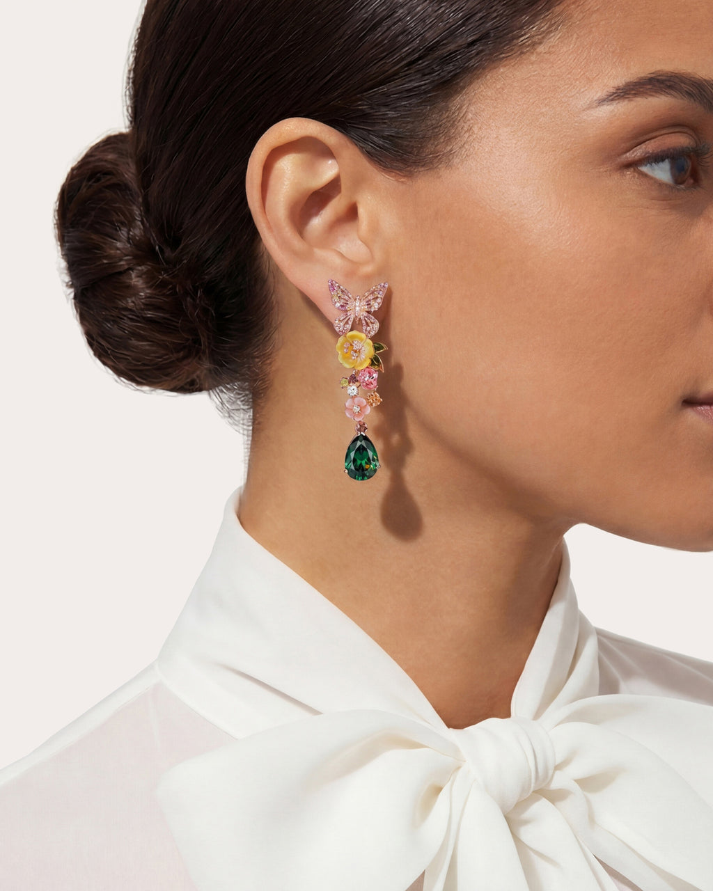 Emerald & Diamond Vine Drop Earrings
