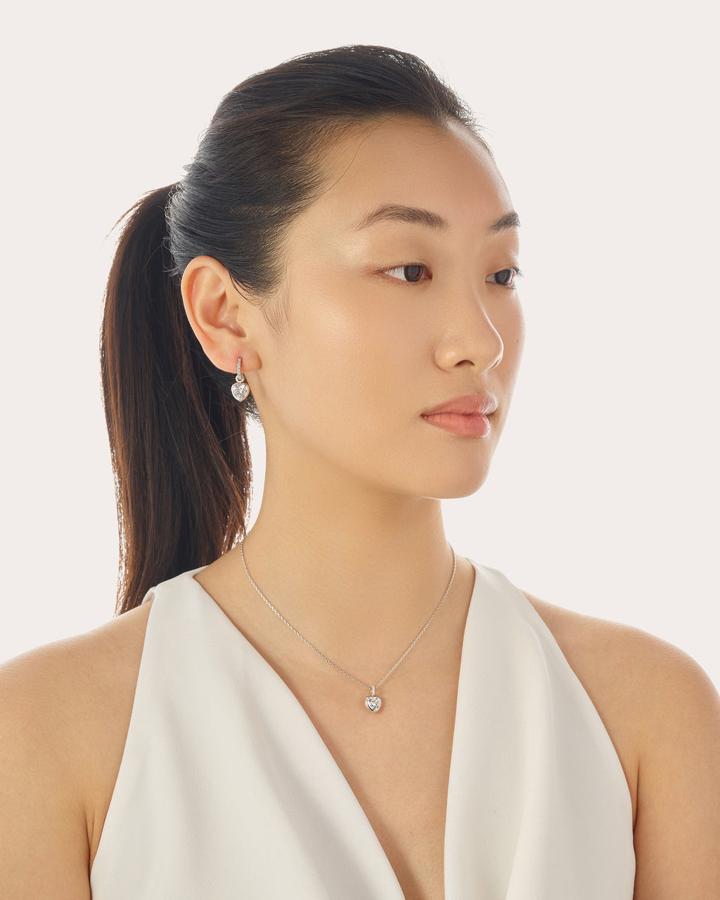 Diamond Heart Hoop Earrings