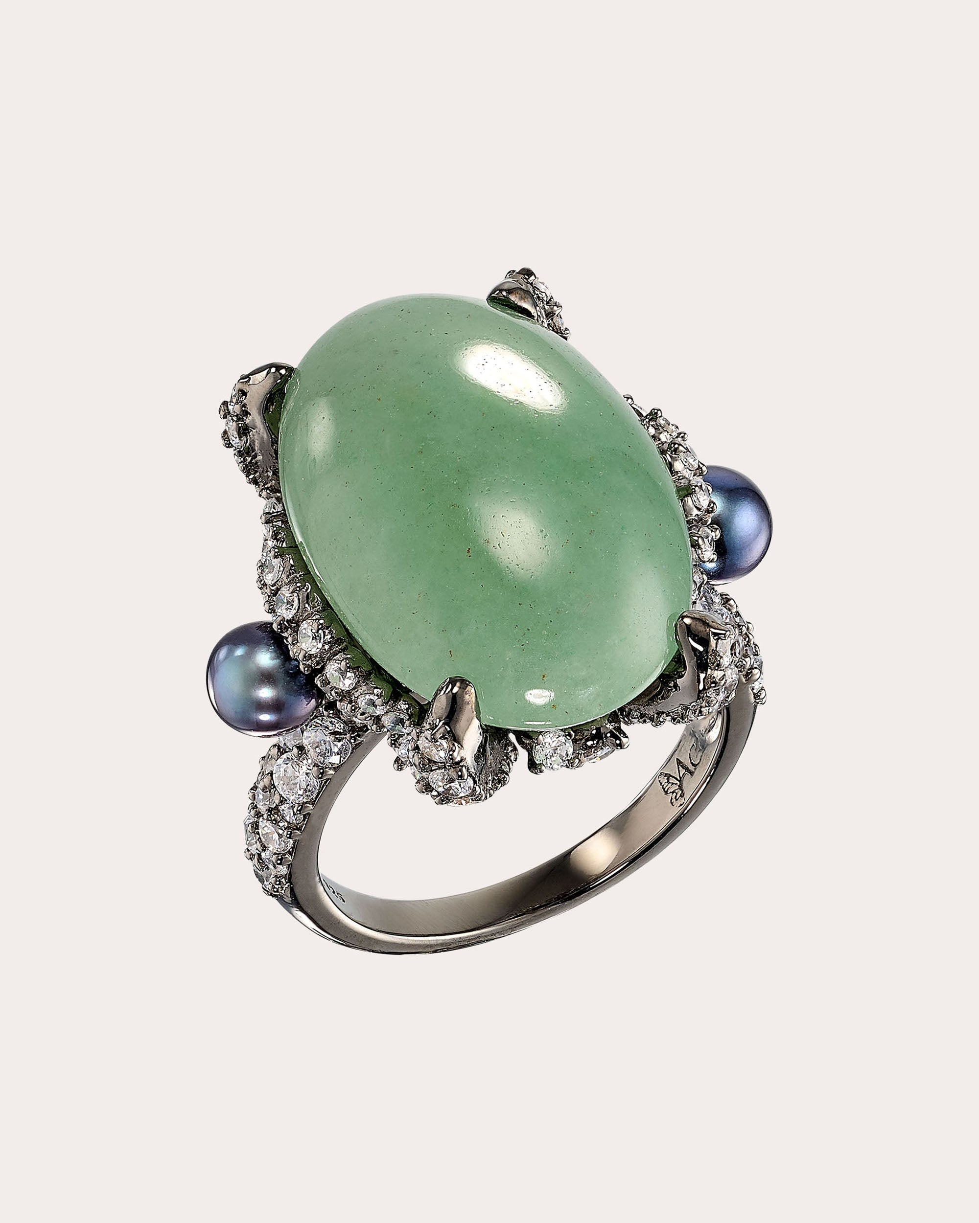 Jade & White Topaz Matrix Love & Pain Ring