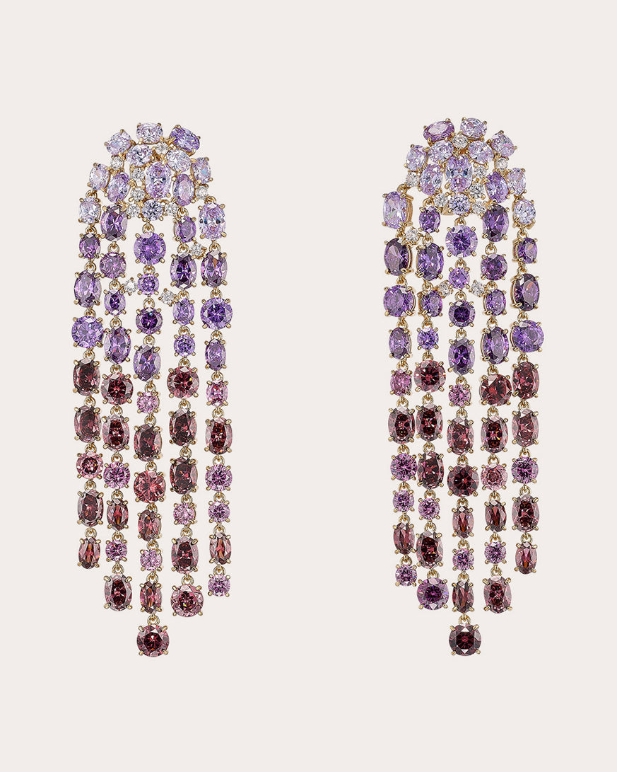Diamond & Amethyst Cascade Ombré Drop Earrings