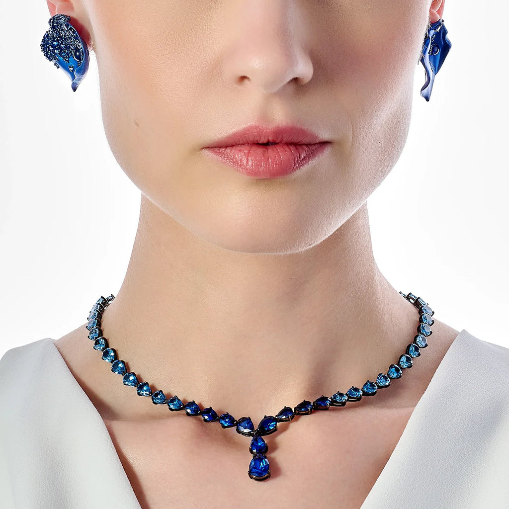 Sapphire & White Topaz Petal Stud Earrings