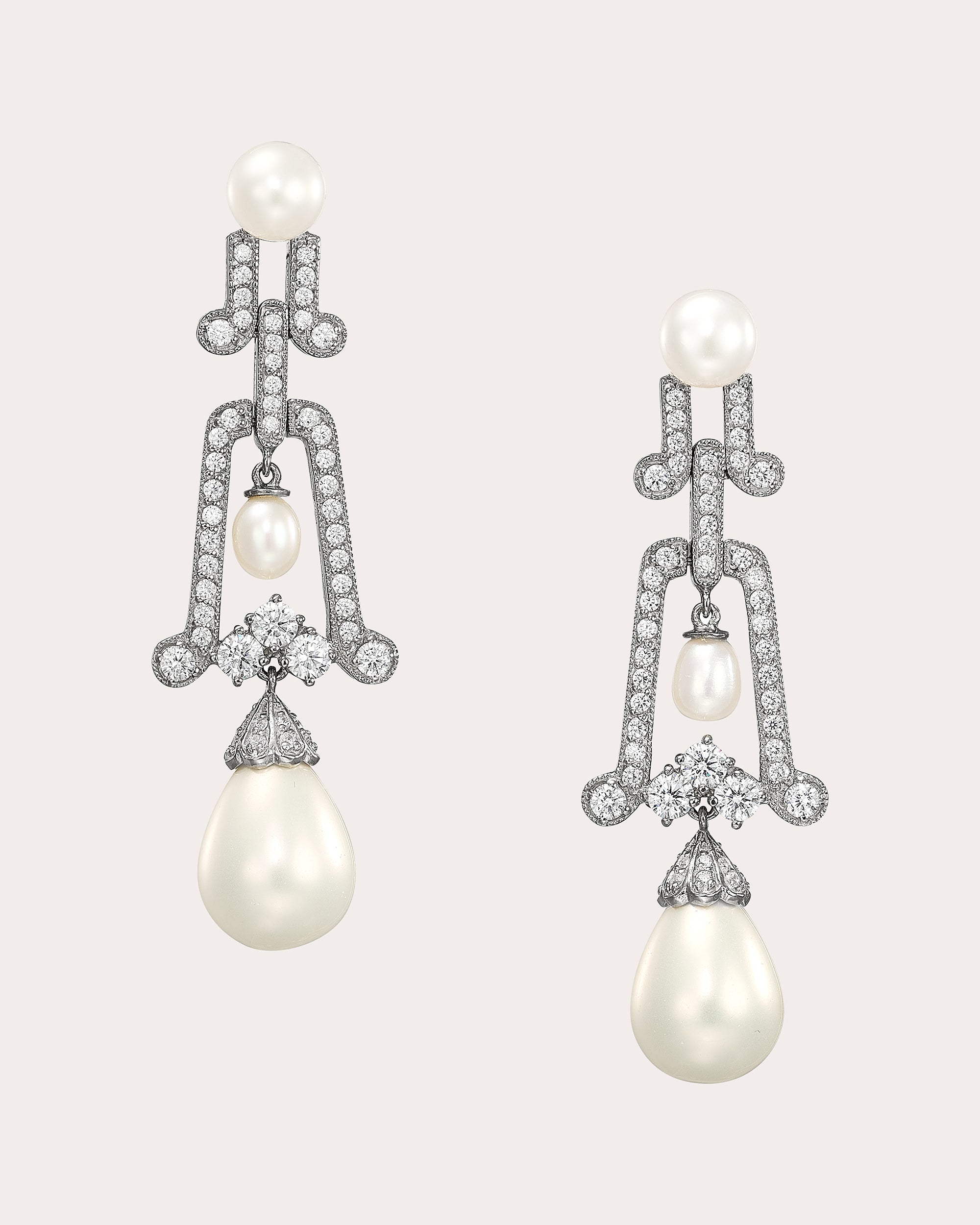 Diamond & Pearl Moderne Drop Earrings