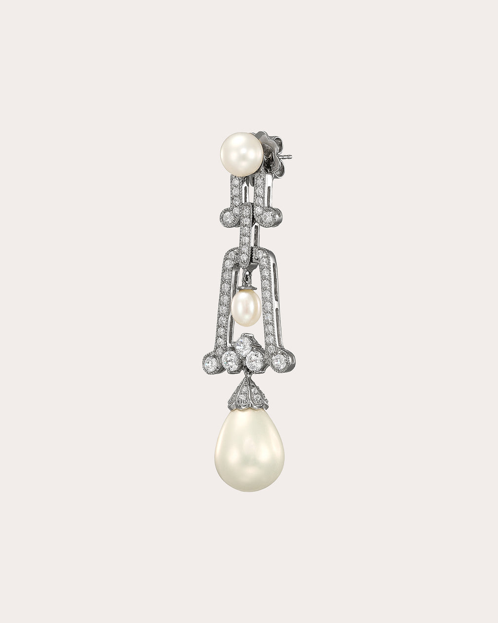Diamond & Pearl Moderne Drop Earrings