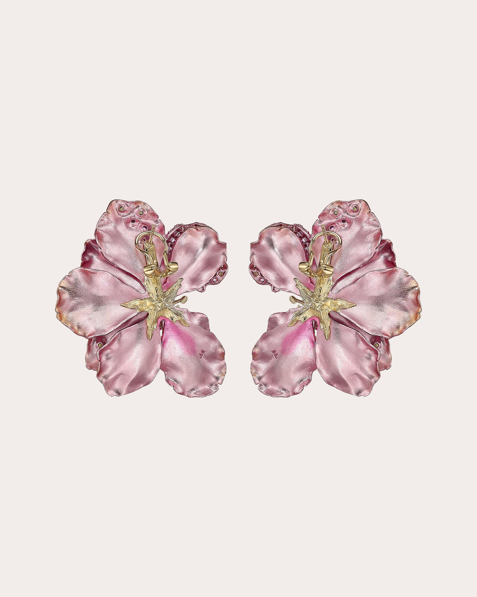 Pink Sapphire Peony Poppy Stud Earrings
