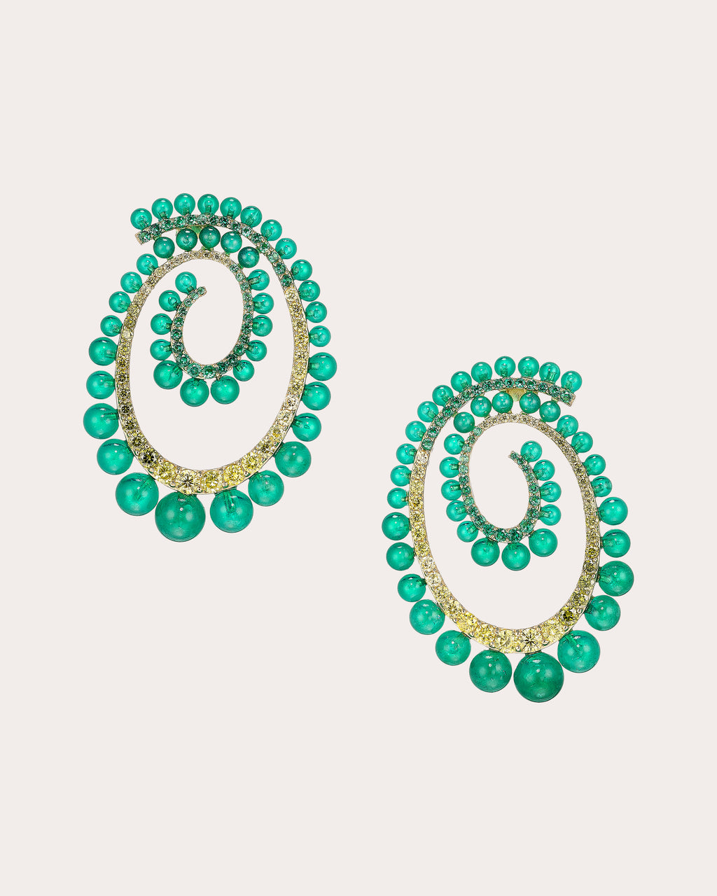 Green Agate Petite Vortex Drop Earrings