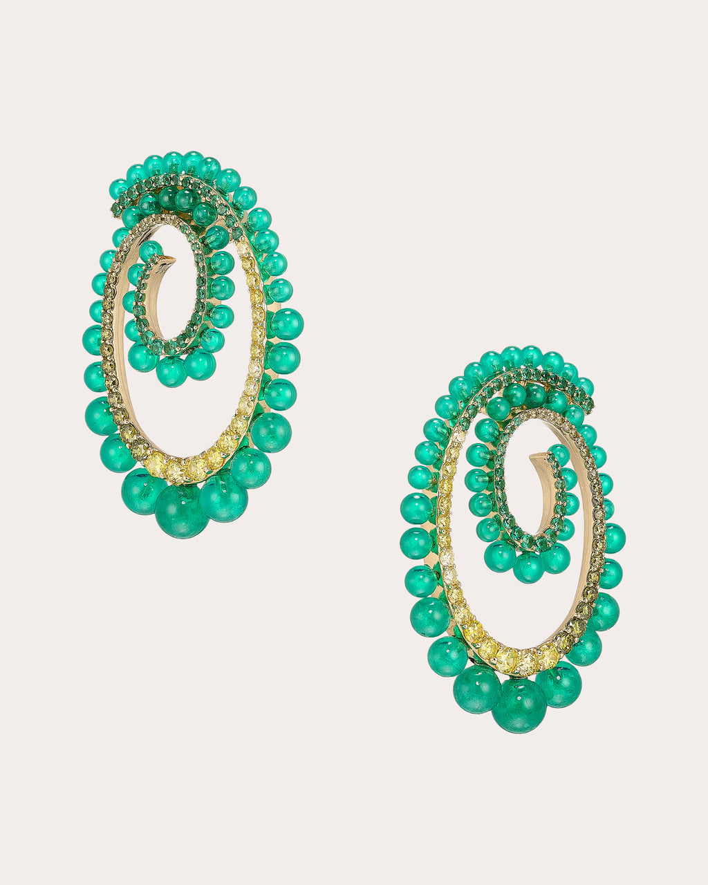 Green Agate Petite Vortex Drop Earrings