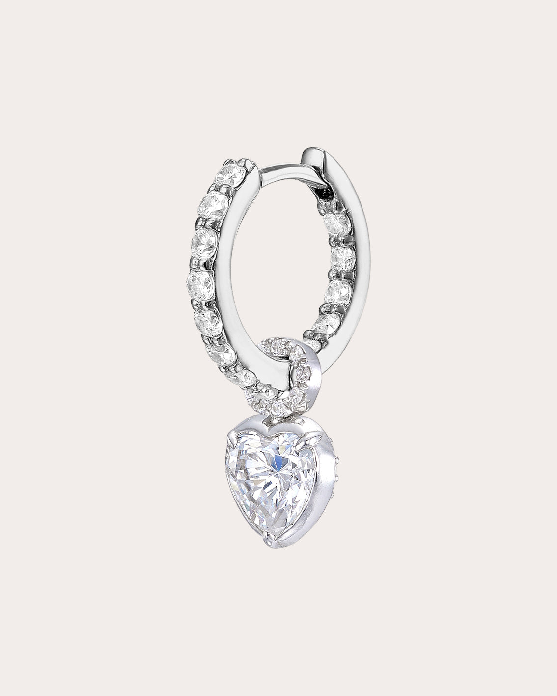 Diamond Heart Hoop Earrings