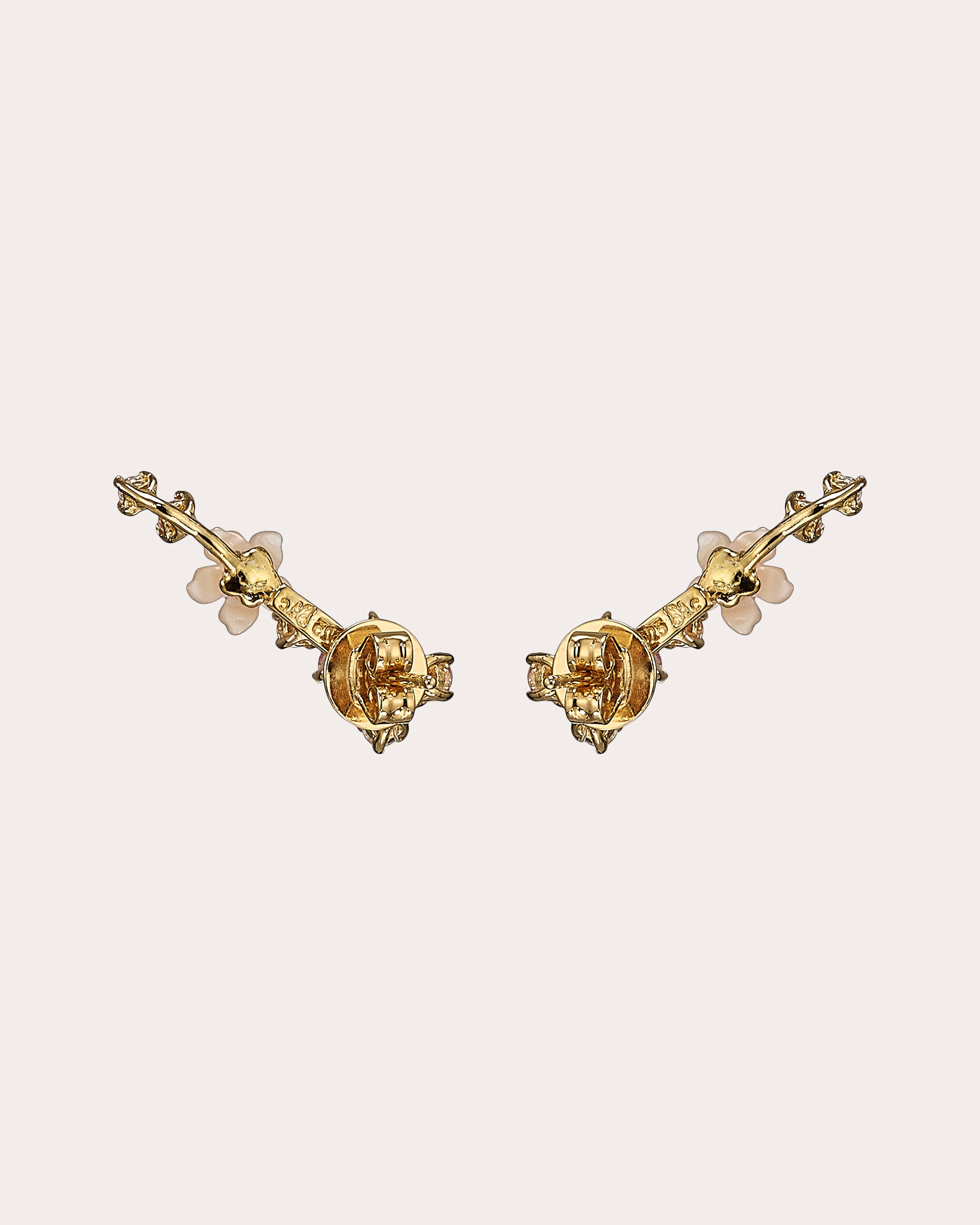 Diamond Rose Floral Ear Climbers