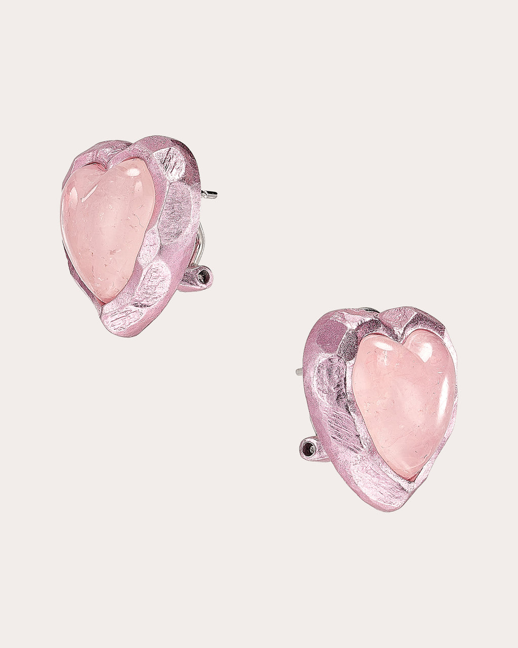 Rose Quartz Petite Heart Stud Earrings
