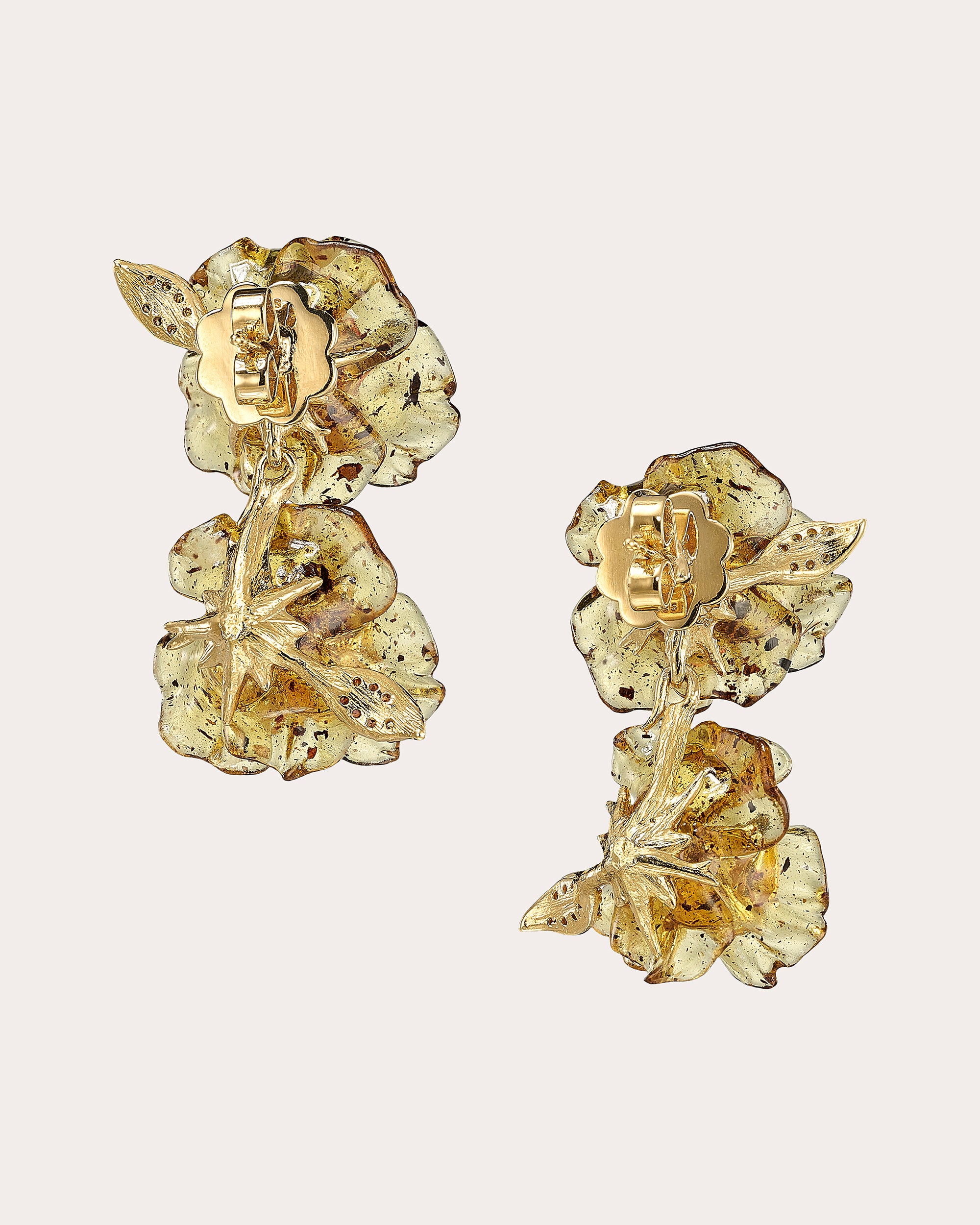 Orange & Yellow Sapphire Petunia Drop Earrings