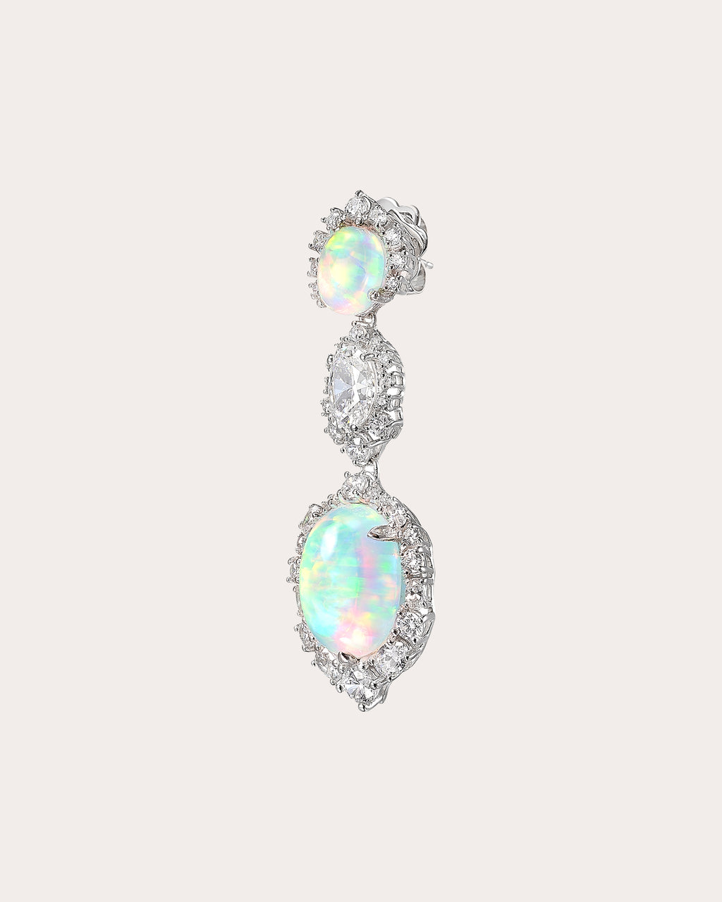 Diamond & Sky Opal Cabochon Drop Earrings