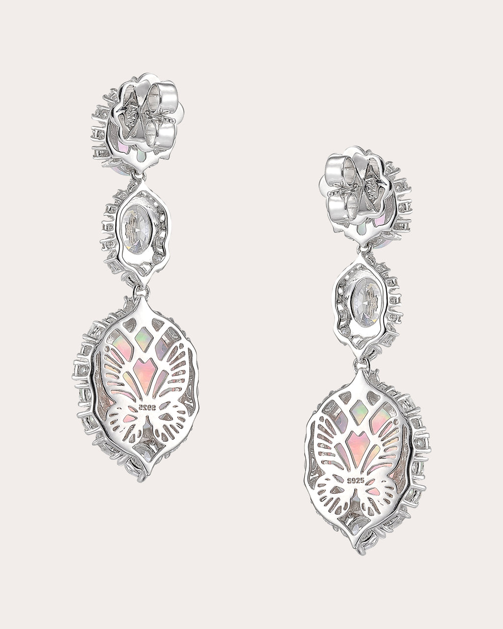 Diamond & Sky Opal Cabochon Drop Earrings