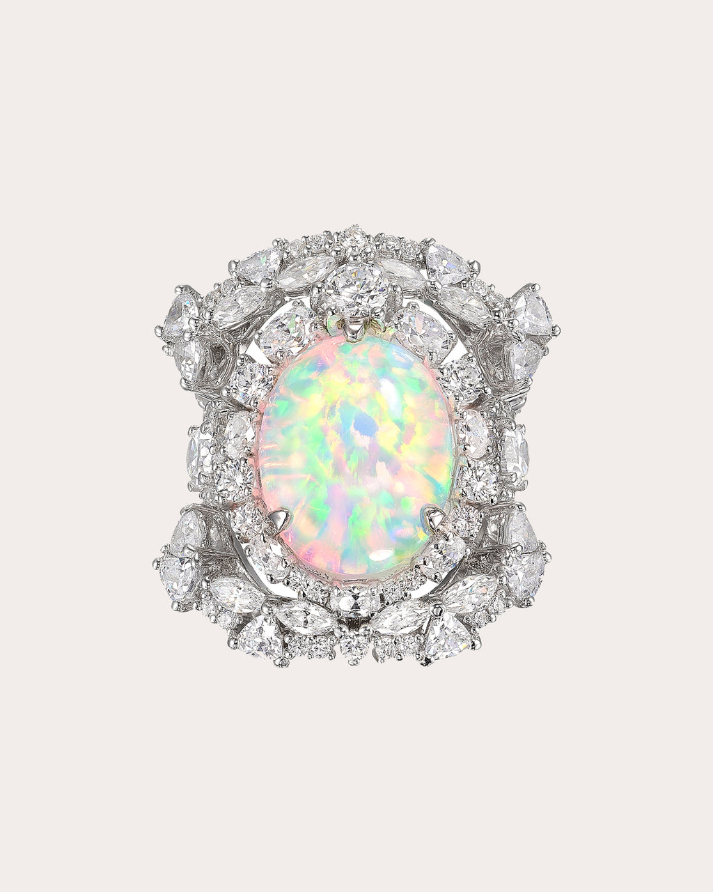 Diamond & Sky Opal Ocean Ring Trio