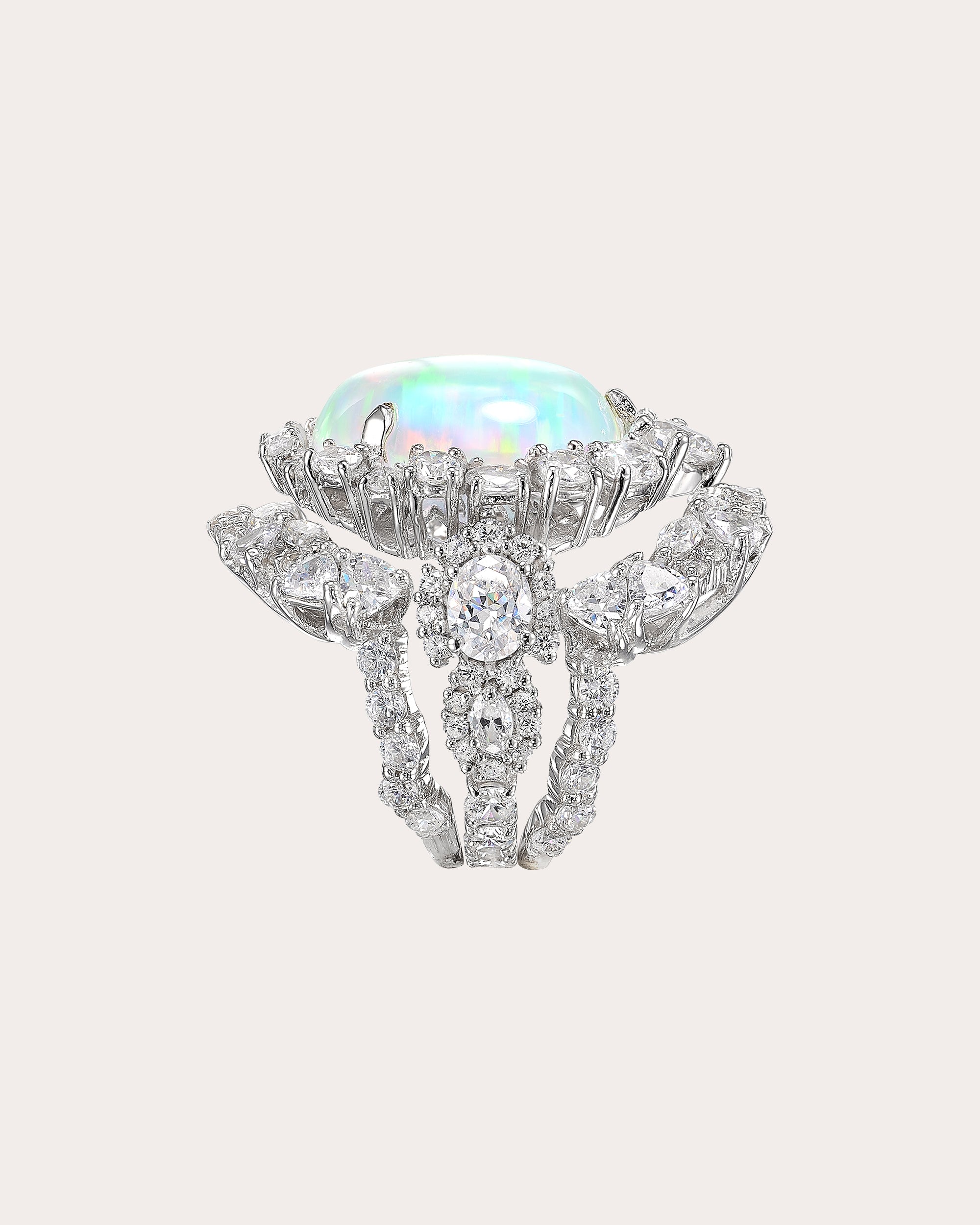 Diamond & Sky Opal Ocean Ring Trio