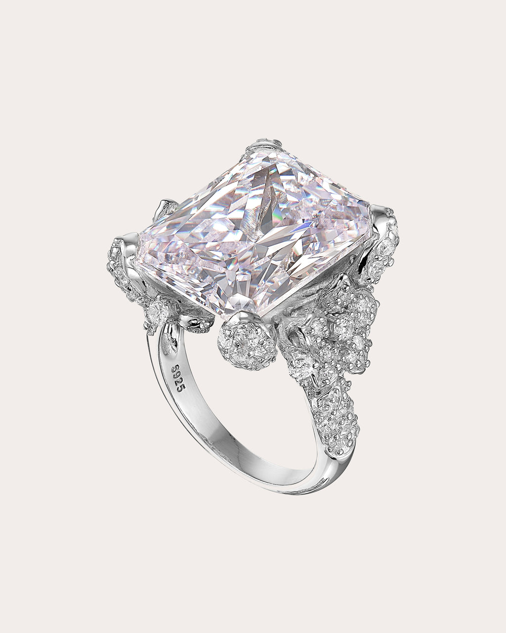 Diamond Snowflower Princess-Cut Ring