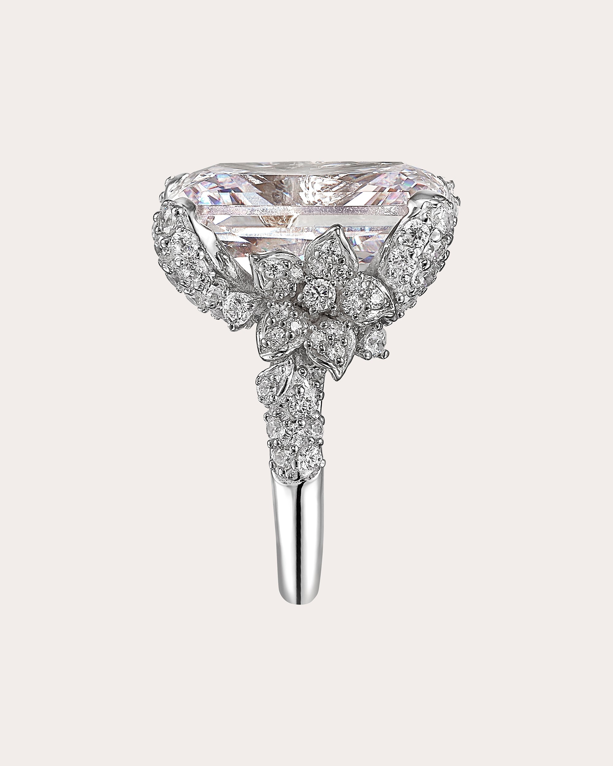 Diamond Snowflower Princess-Cut Ring