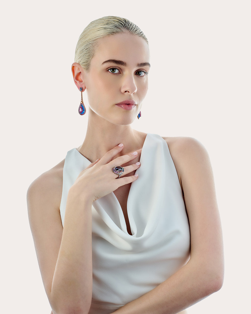 Sapphire & Spirulina Fruit Gem™ Sunset Elixir Drop Earrings