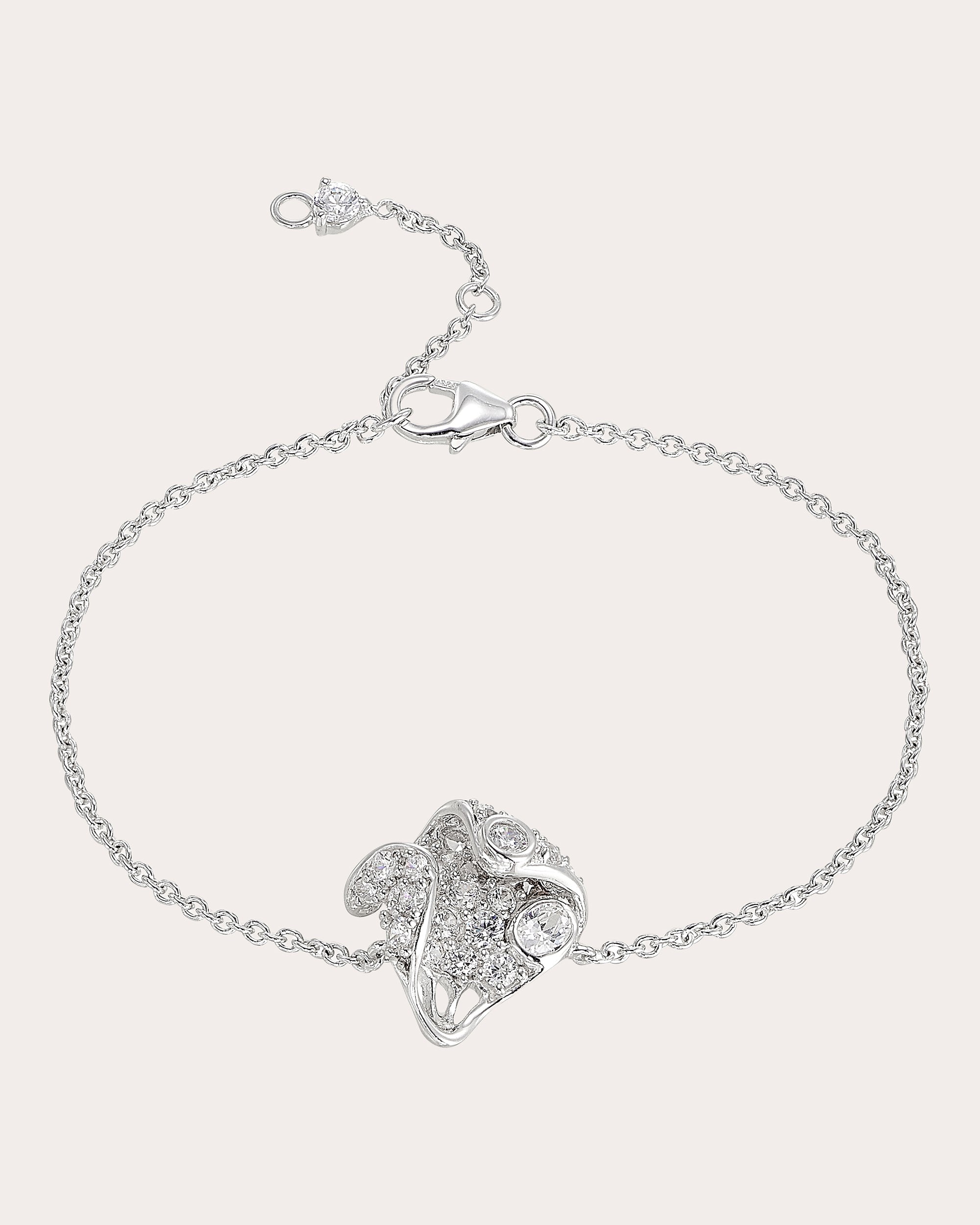Diamond & 14k White Gold Petal Bracelet