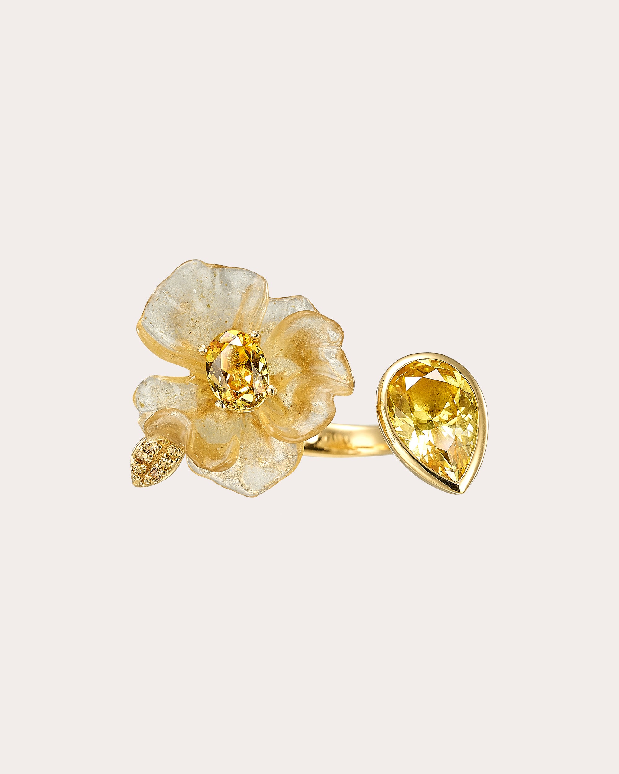 Yellow Sapphire & Spinach Fruit Gem™ Petunia Ring