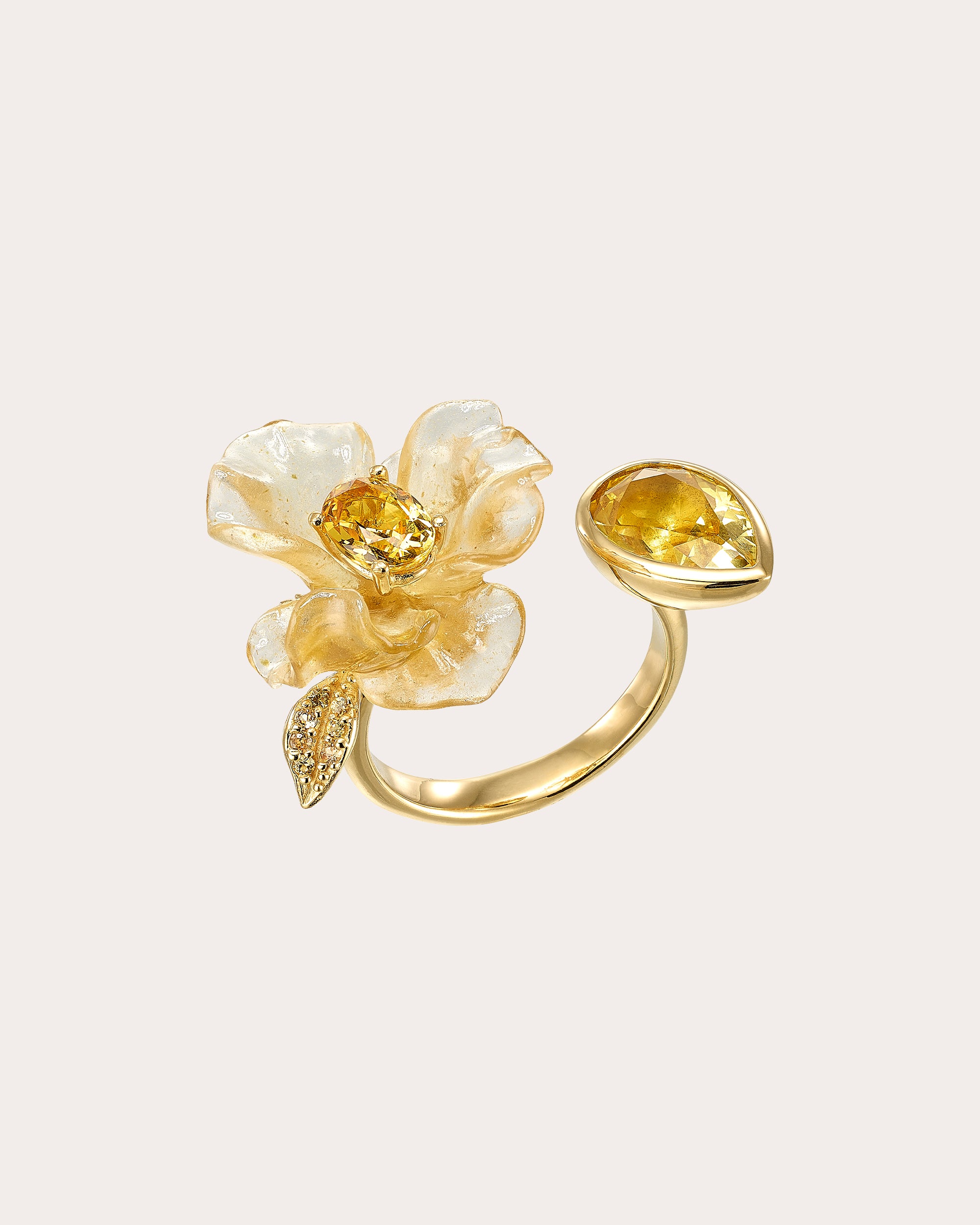 Yellow Sapphire & Spinach Fruit Gem™ Petunia Ring