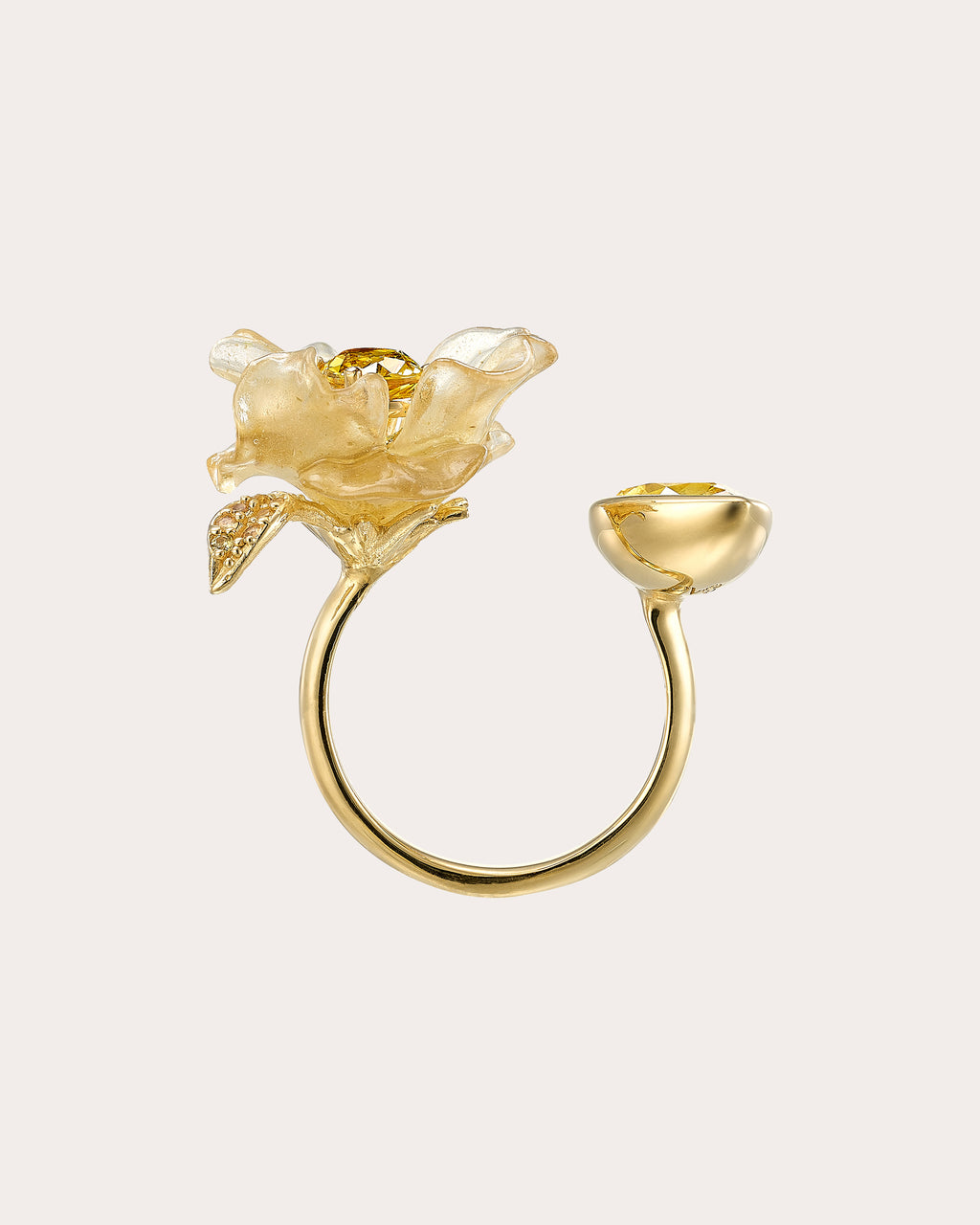 Yellow Sapphire & Spinach Fruit Gem™ Petunia Ring