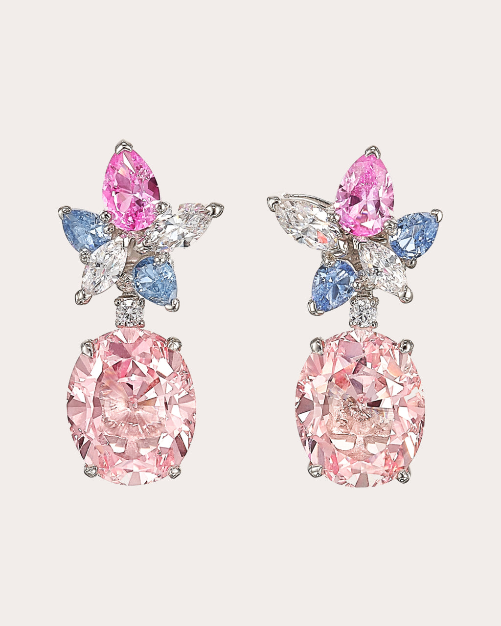 Diamond & Pink Sapphire Lily Drop Earrings