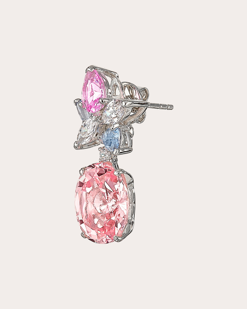 Diamond & Pink Sapphire Lily Drop Earrings